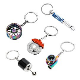 KVAEY - Juego de 5 llaveros de metal para coche, diseño de llavero turbo de metal, absorbe los golpes, para hombres y mujeres (naranja + negro)