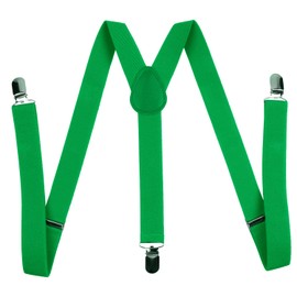 ICObuty Men's Y Shape Suspender Adjustable Elastic Solid Color 6 Pack, Kelly Green, Medium