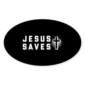 CafePress Jesus Saves Oval Car Bumper Sticker(10-Pack)