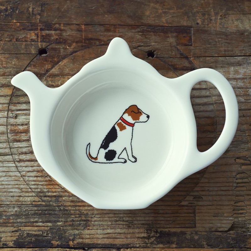 Sweet William Teabag Dish, Teapot Shape, Jack Russell