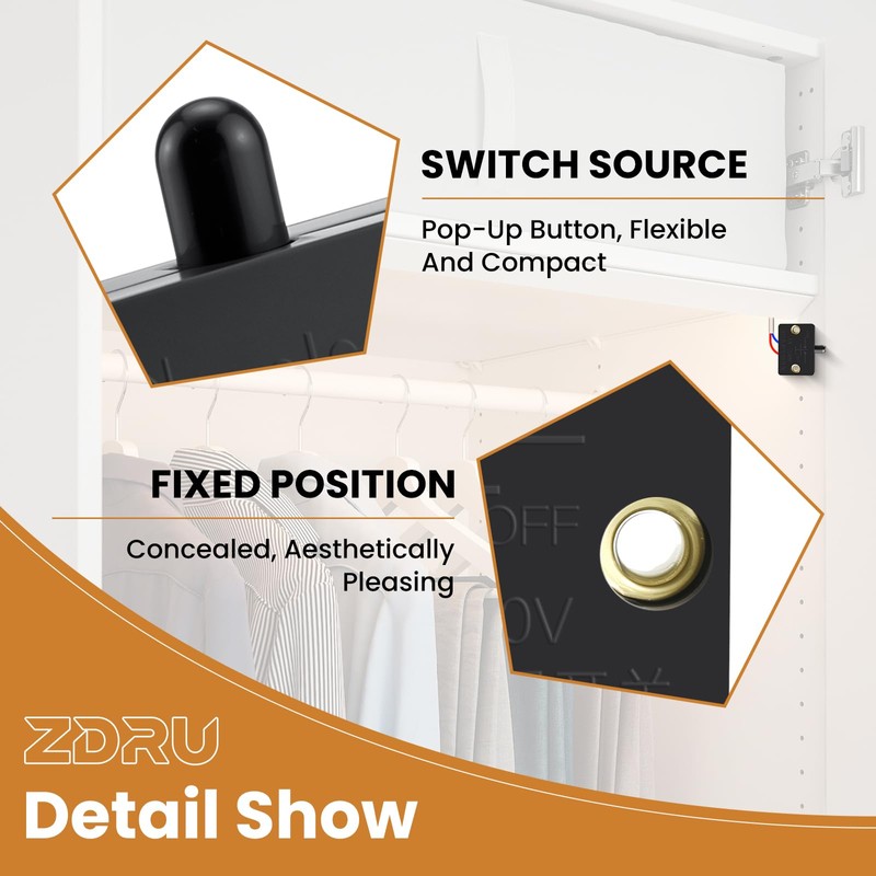 ZDRU 4 Pcs Cabinet Door Lamp Switch, On Off Closet