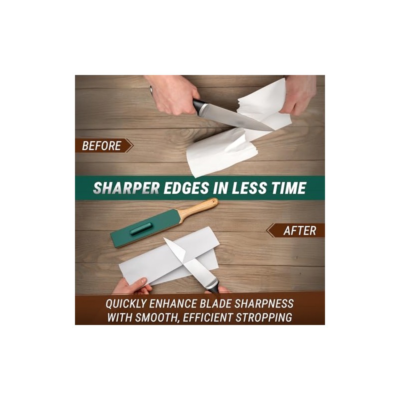 BeaverCraft Leather Strop for Knife Sharpening - Dual-Sided Knife Strop