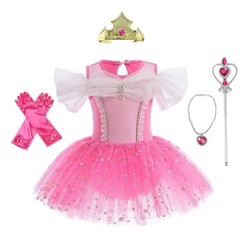 Lito Angels Princess Aurora Ballerina Costume Ballet Leotard with Tutu Dress with Accessories for Kids Girls, Fancy Dance Wear Outfit Age 18-24 Months (Tag Number 90)