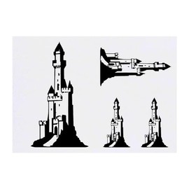 Azeeda 4 x 'Hohes Schloss' Temporäre Tattoos - Wasserfest, Hautfreundlich & Ungiftig · Transfers in Verschiedenen Größen (TO00068658)