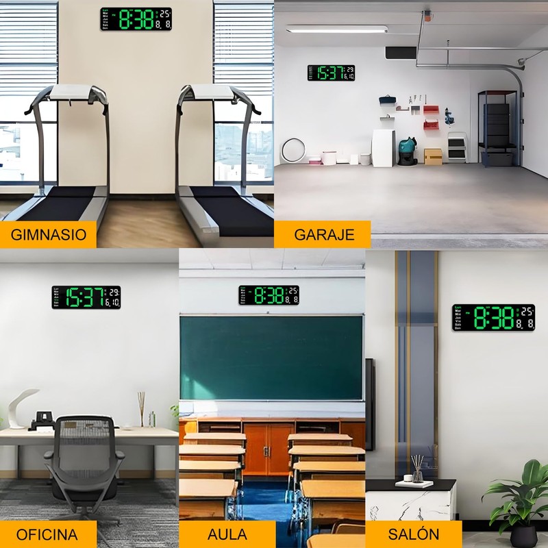 Reloj digital de 13 pulgadas, doble alarma con modo de