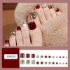 Ballerina Rhinestones Press on Toenails Red Glitter False Toenails Glossy