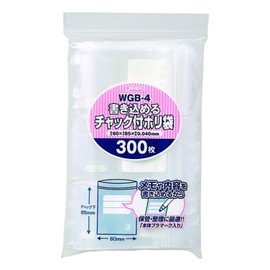 Japax WGB-4 Zipper Plastic Bags, Transparent, Width 2.4 x Height 3.3 inches (6 x 8.5 cm), Thickness 0.002 inches (0.04 mm), Write-On Type, Perfect for Storage and Organization, Pack of 300