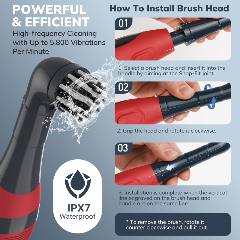 LifeBasis Cordless Electric Cleaning Brush, Mini Power Scrubber for Cleaning