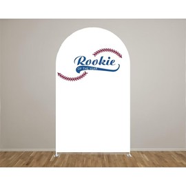 Iydamc Arched Fabric Backdrop Covers for Baseball Party Rookie of The Year Double Sided Stretchy Arch Stand Cover Boy Birthday Decoration(Cover Only)