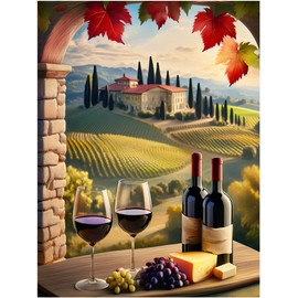 Wine Themed Tuscany Vineyard Pattern A1150 Accent Tile Mural Kitchen Bathroom Wall Backsplash Behind Stove Range Sink Splashback One Tile 8"x10" Ceramic, Glossy