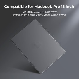 BlueSwan Case compatible for Macbook Pro 13 inch M2 M1 A2338 A2251 A2289 A2159 A1989 A1706 A1708, Released in 2022-2017, Matte Anti-fingerprint Case PP Protective Cover Shell, Frosted Black