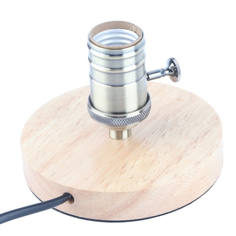 E26/E27 Table Lamp Holder Household Retro Wooden Lamp Base with