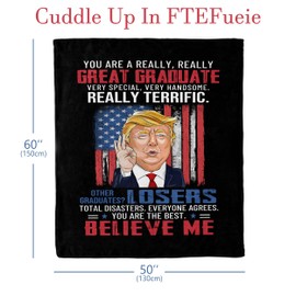 FTEFueie Graduation Gifts for Her Him Throw Blanket 60"x50", Funny College/High School/Masters Degree/PHD Graduations Gift for Women Men, Class of 2025 Graduate Gift Ideas