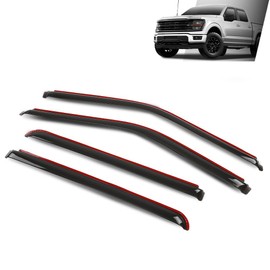 GRAND ORANGE in-Channel Rain Guards Fit Ford F150 Supercrew 2015-2025, Fit Ford F150 Raptor SuperCrew 2017-2025, Glossy Black, 4pcs in Channel Rain Guards Visors Side Window Vent Deflectors