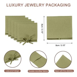 sourcing map 40 Pcs Microfiber Jewelry Pouch 3.1 × 3.1 Inch, Mini Jewelry Packaging Bag with Tie for Small Jewelry Gift Bag Bulk Necklace Earrings, Green