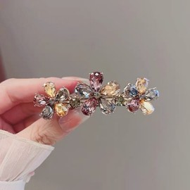 Elegant Korean Crystal Rhinestone Flower Hairpin for Women's Half-Up Styles Clip 3ea