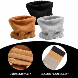 3 Pcs Kids Scarf Winter Fleece Warm Boys Girls Round Scarves Windproof Neck Warmer Face Cover Mask Fuzzy Soft Neck Warmer (3pcs - Pink + Yellow + Gray)