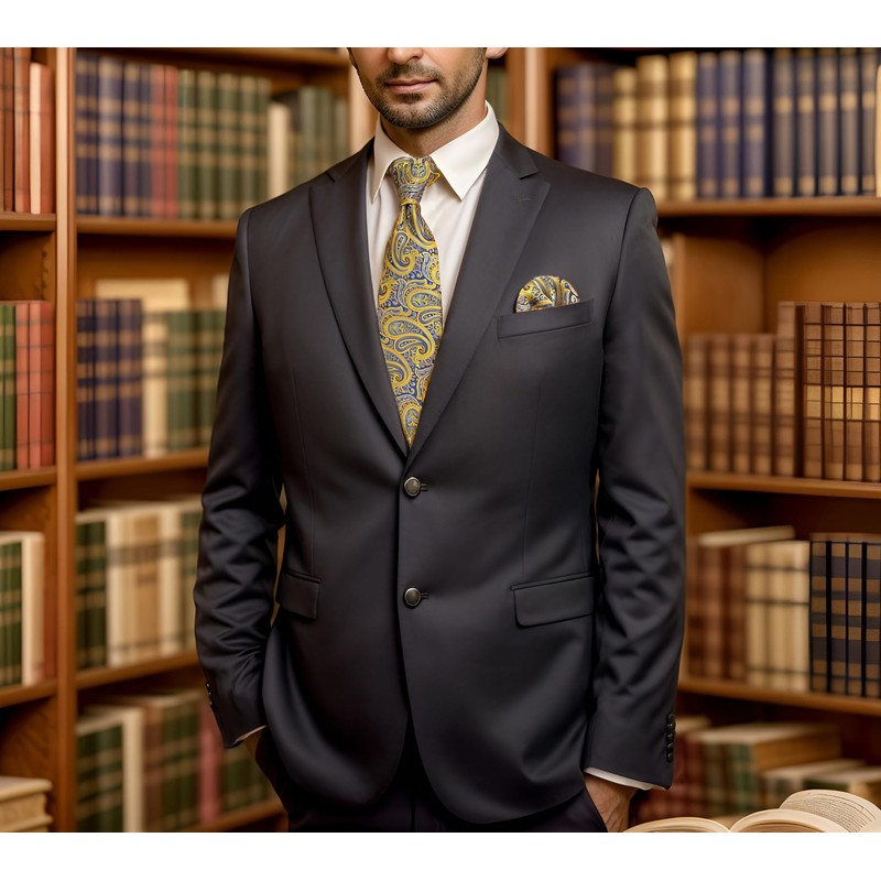 Shlax & Wing Mens Multicoloured Tie Yellow Blue Paisley Silk