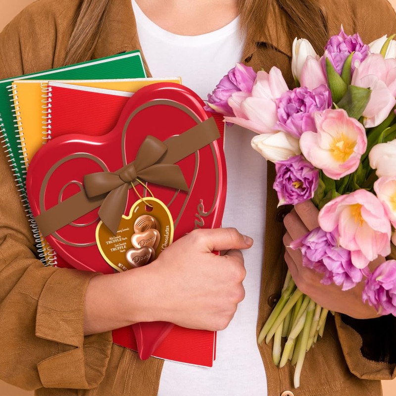 Dove Assorted Chocolate Hearts & Truffles, 5.82 oz Heart Tin