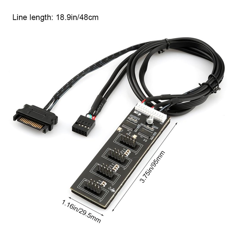 ZORZA 1Pcs 9Pin USB Header Splitter with SATA Power Practical