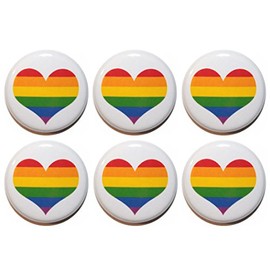 6 or 12 Gay Pride Heart Fridge Magnets/Wedding Favours (25mm) Made in UK by Button Zombie (12)