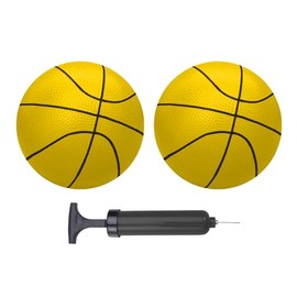 ABAJI Mini Basketballs Yellow 2 PCS 5" Set with Random Color Pump Needle Durable Material for Mini Hoop Toddlers Kids Teenagers for Pool Indoors Outdoors