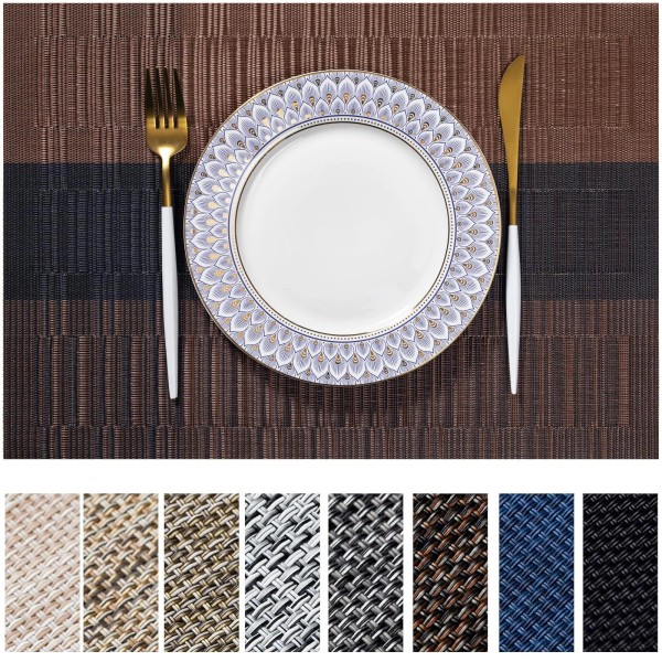 LEXMORE Placemats Set of 4 Vinyl/Plastic Woven Place Mats for