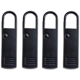 4 Pcs Black Zipper Pull-Tab Replacement, Metal Zipper Puller Zip Slider Extender Handle Mend Fixer for Suitcases Luggage Backpacks Purses Handbags Jacket Coat Boots Black