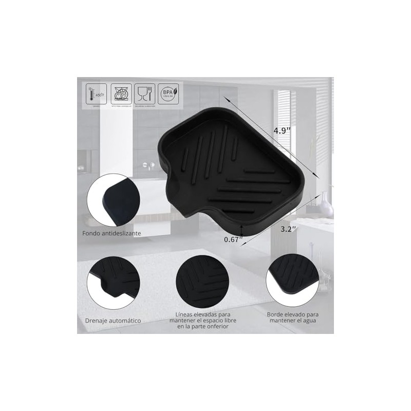 Timotech Jabonera para Baño con Boquilla de Drenaje, Soporte de
