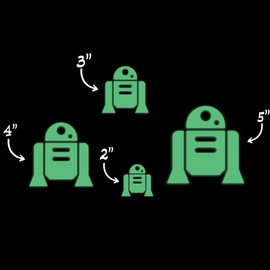 Star Inspired Movie Character Space R2d2 Style 3 Glow in The Dark Sticker Decal for Phone Tablet Laptop Car Truck Window | 2" Sticker | Green