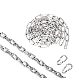 2M Stainless Steel Chain with Latch (3mm Thick) - Heavy Duty Security Chain for Gates, Fences, Outdoor Camping|Anti-Theft Steel ChainBicycle Security ChainSuspension Pet Chain'