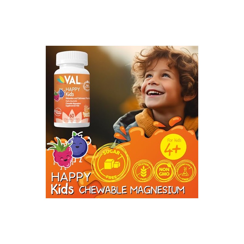 Val Magnesio Niños Alta Absorción Calma Relajación Concentración Glicinato Citrato