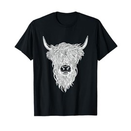 Cute Black And White Emo Cow Highland Cattle T-Shirt