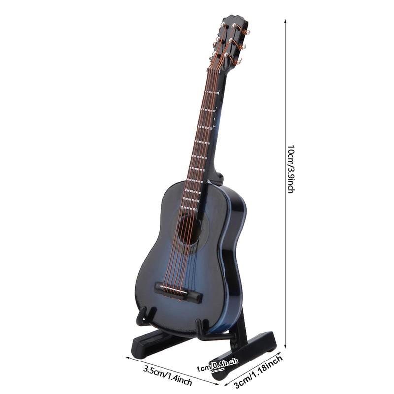 Miniature Guitar Model, Wooden Musical Instrument with Stand and Case,