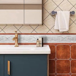 JZ·HOME 201 Peel and Stick Wallpaper Border 3D Decorative Floral Molding 4.2''×16.4ft White Rose Self Adhesive Wall Border Tiles Sticker Easy to Apply for Bathroom Kitchen