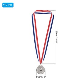 PATIKIL 2 Inch Silver Award Medals, 10 Pack Style Winner Award Medals 2nd Prizes with Ribbon for Games Sports Competitions