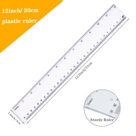 Zotemo Clear Plastic Ruler, 12 inch Straight Ruler, Transparent Measuring Tools with Inches and Centimeters for School, Home and Office Supplies (2 Pack)
