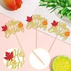 24 PCS Pumpkin Happy Birthday Cupcake Toppers Glitter Maple Leaf
