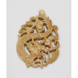 Beads Chinese Bone Tea Dyed Dragon Pendant 52mm