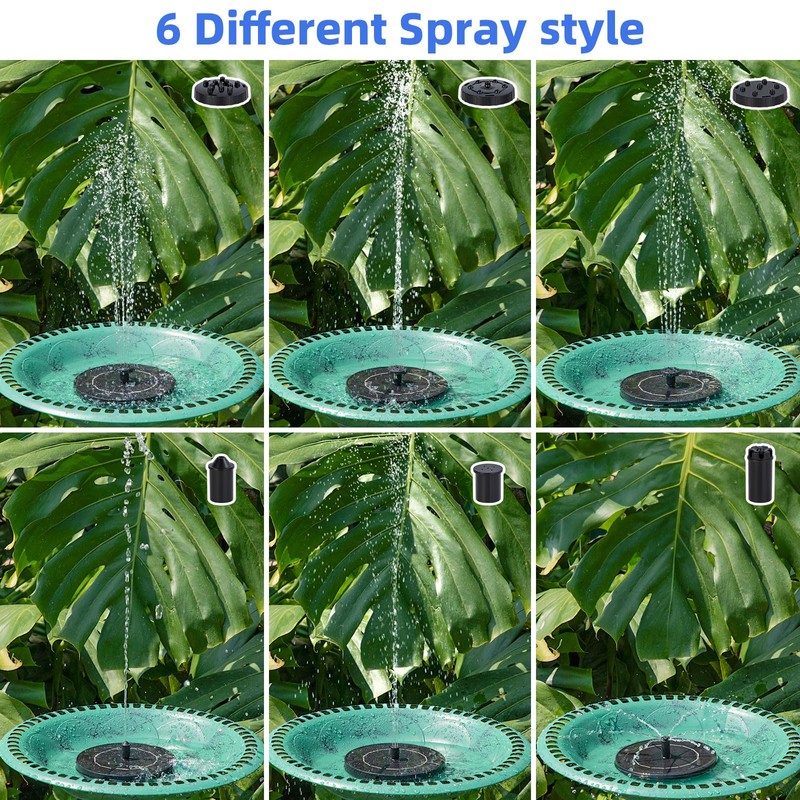 Solar Fountain for Bird Bath, Solar Water Fountain with Multiple