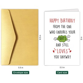 Chenive Hilarious Farting Birthday Card for Men Women, Funny Birthday Card for Farter Husband Wife, Humorous Birthday Card for Boyfriend Girlfriend, Endure Your Farts And Still Love You