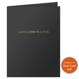 The Gallery Collection, 25 Count, Black, Life Insurance Pocket Folders, Gold Foil Stamped, for Policy Agents (9 x 12)