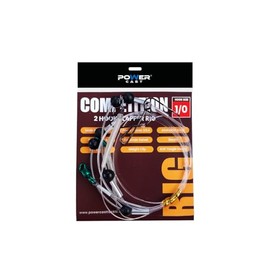 Power Cast Competition 2 Hook Clipped Distance Rig, Size 1/0, 2 and 4, 80lb Main Line, Aberdeen Hooks (4 pack) (Hook size 1/0)