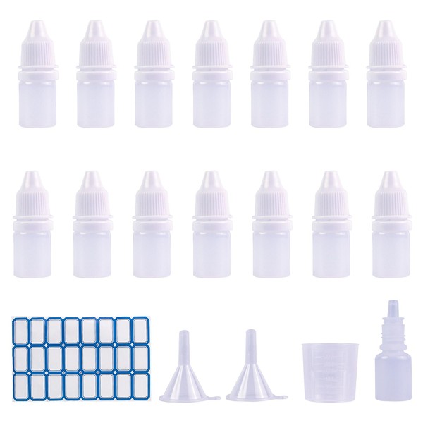 BOKFJBP 15 Pack 5ml Plastic Dropper Bottle, Plastic Empty Squeezable