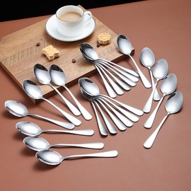 Berglander Teaspoons 6.5" Set of 24, Stainless Steel Shiny Polish Tea Spoons Silverware, Tea Spoon Small Dessert Spoon Teaspoon Sturdy And Easy To Clean Dishwasher Safe