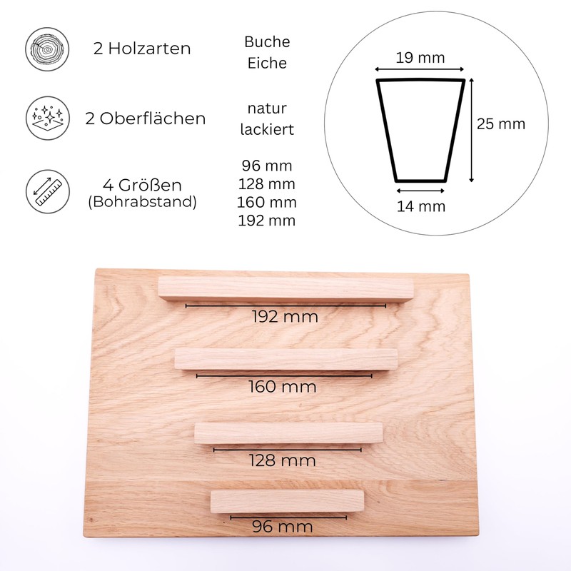 JOWE Furniture Handles Made of Wood Including Screws – Pack
