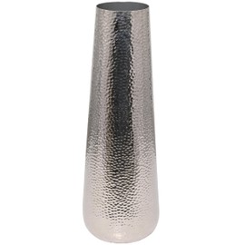 Deco 79 Aluminum Metal Decorative Vase Tall Hammered Centerpiece Vase, Flower Vase for Home Decoration 10" x 10" x 31", Silver