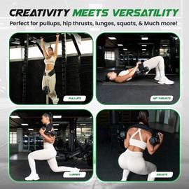 Heavy Duty Hip Thrust Belt for Dumbells, Kettlebells, and Plates - Glute Workout at Home, Gym, and Travel - Dip and Pullup Belt (Chain Included) Comfortable Padding, Double-Stitching (Black)