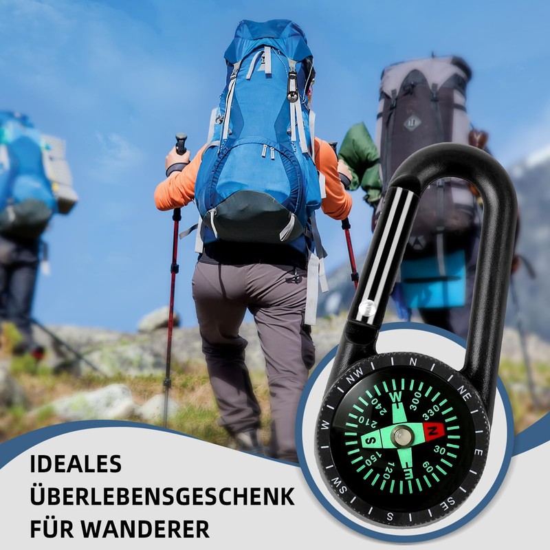 Compass with Carabiner Hook, Compass Carabiner Mini Compass Outdoor Compass