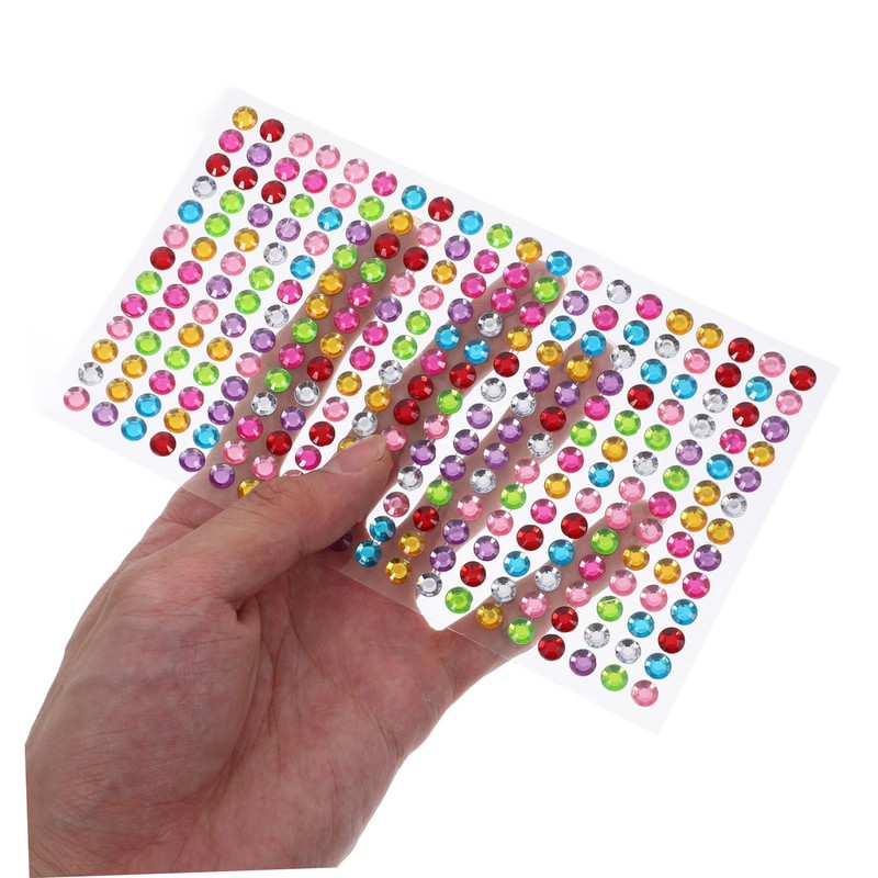 Angoily 4 Sheets Round Rhinestones Nail Art Stickers Gems for